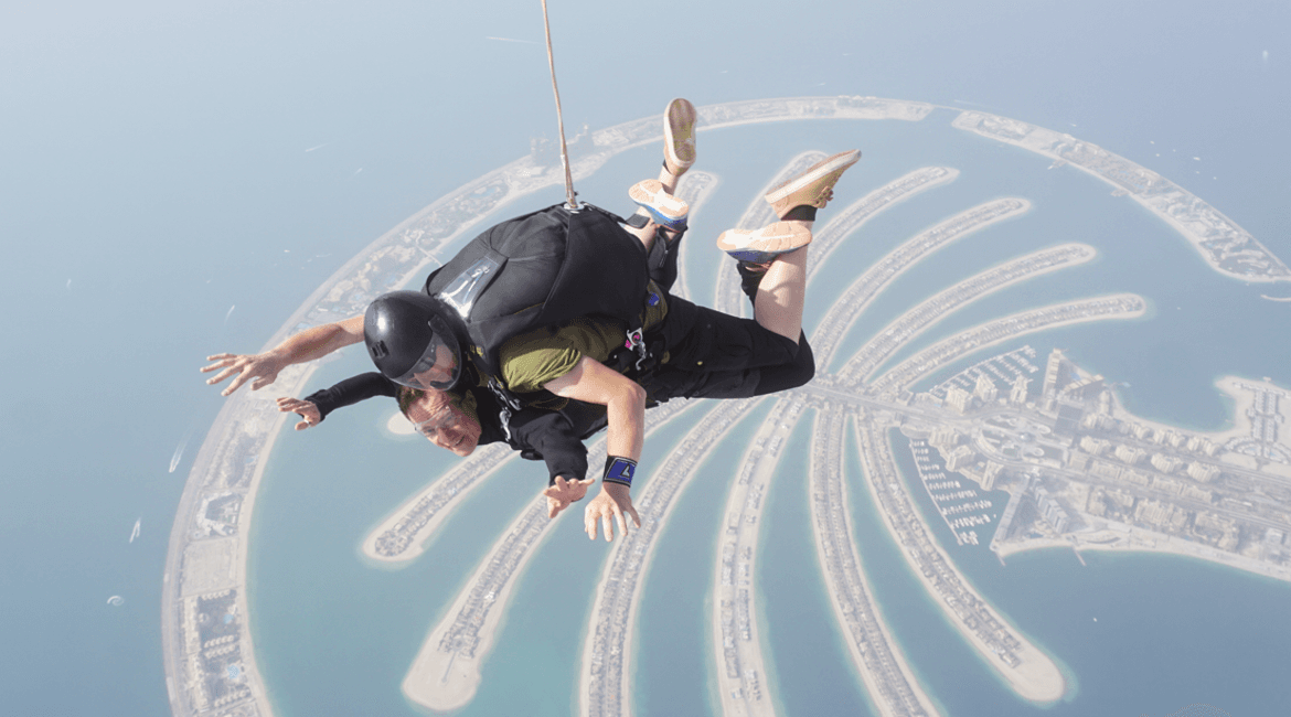 Klaus skydiving over Dubai